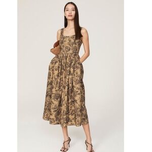 Adam Lippes Toile Floral Poplin Sleeveless A-Line Pockets Size 6
